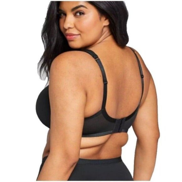 Cacique Lane Bryant Women Bra Smooth Satin Full Coverage Mesh U/W Sz 44DD Black - Picture 6 of 6